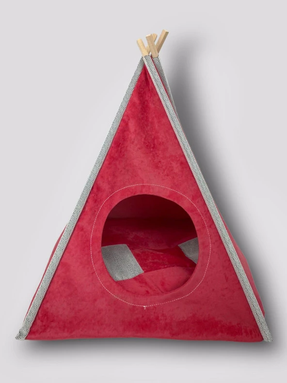 Tepee Five Kedi Evi, Kedi Barınağı, Kedi Çadırı, Minderli Kedi Yatağı - 3