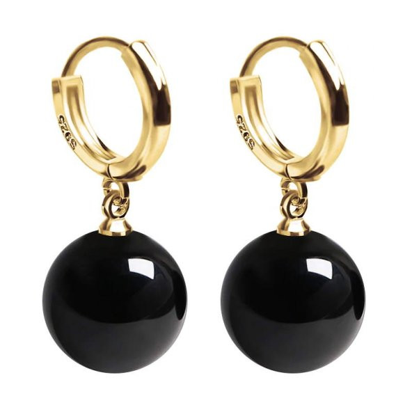 Zarif kristal küpe Siyah