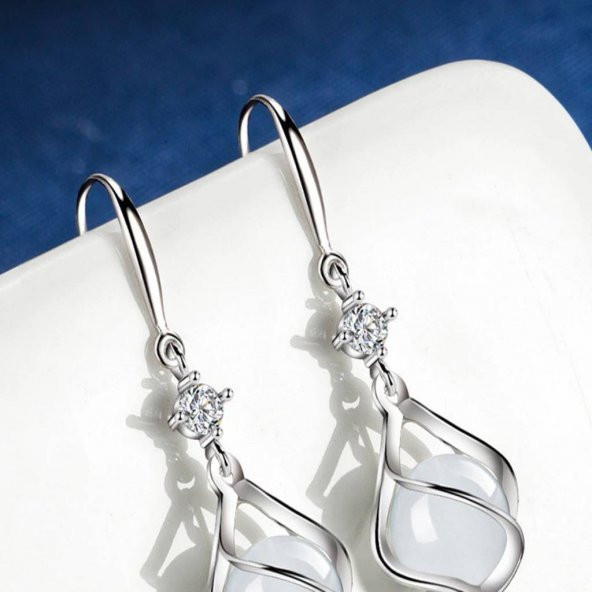 Modasteps 925 Ayar Yüksek Kalite Kristal Zirkon Püskül Küpe - 3