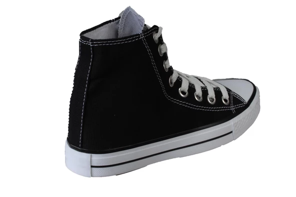 YAZKIŞ Kadın Siyah Bilekten Uzun Keten Spor Ayakkabı - Resim 4