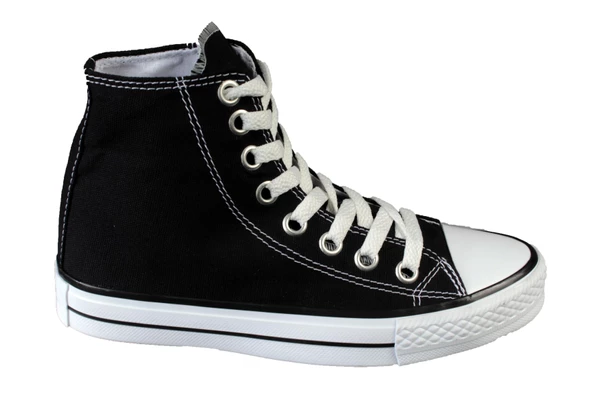 YAZKIŞ Kadın Siyah Bilekten Uzun Keten Spor Ayakkabı - Resim 2