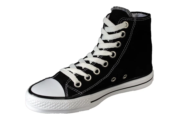 YAZKIŞ Kadın Siyah Bilekten Uzun Keten Spor Ayakkabı - Resim 5