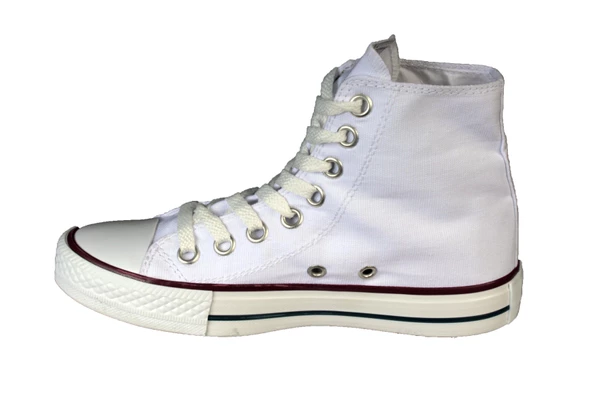 YAZ KIŞ Kadın Beyaz Bilekli Keten Spor Ayakkabı - Resim 3