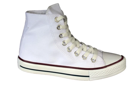 YAZ KIŞ Kadın Beyaz Bilekli Keten Spor Ayakkabı - Resim 2