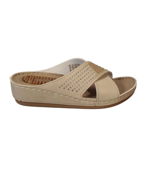 GEZER Kadın Siyah- Kırmızı Krem Taşlı Dolgu Mesaj Tabanlı Comfort Terlik - Resim 10