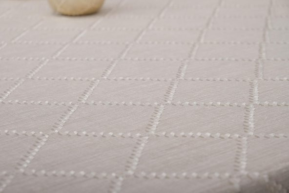 Finezza Asos Keten Polyester Jakarlı Kumaş Krem Masa Örtüsü 150x210 cm - 1315 - 4