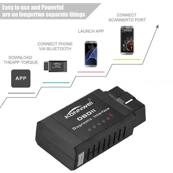Valkyrie Konnwei KW910 OBD2 V1.5 Bluetooth Özellikli Araç Arıza Tespit Cihazı - 5