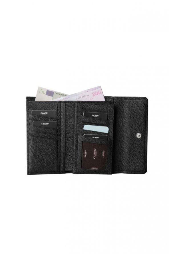 Guard Siyah Çıt Çıtlı Hakiki Deri Kadın Cüzdanı P2220 - 4