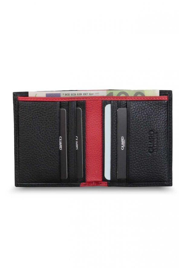 Guard Siyah/Kırmızı  Mini Hakiki Deri Erkek Cüzdan P833 - 3