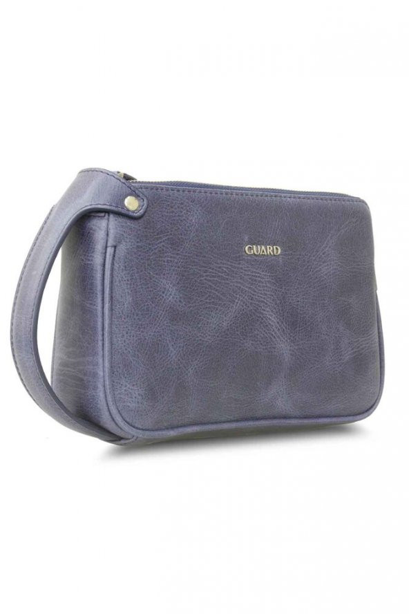 Guard Antik Lacivert Unisex Çift Fermuarlı El Çantası Hakiki Deri P1831 - 2