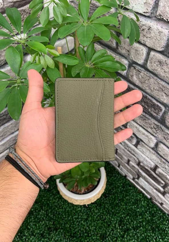 Guard Haki Yeşil Hakiki Deri Kartlık Erkek / Kadın P5191 - 2