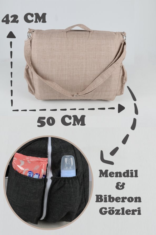 Çantalı Taşınabilir Bebek Reflü Yatağı, Yastığı, Babynest, Anne Çantası Dokuma Kumaş - 4