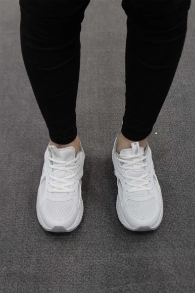 LUMBERJACK Kadın Beyaz Krem Fileli Comfort Kalın Taban Günlük Spor Ayakkabı - Resim 9