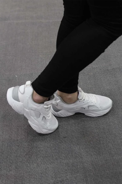 LUMBERJACK Kadın Beyaz Krem Fileli Comfort Kalın Taban Günlük Spor Ayakkabı - Resim 7