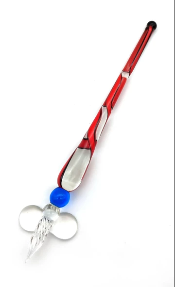 Valkyrie El Yapımı Cam Dolma Kalem Kaligrafi Hokka Seti 4 Mürekkepli Dalgalı Desenli Cam Kalem - Resim 6