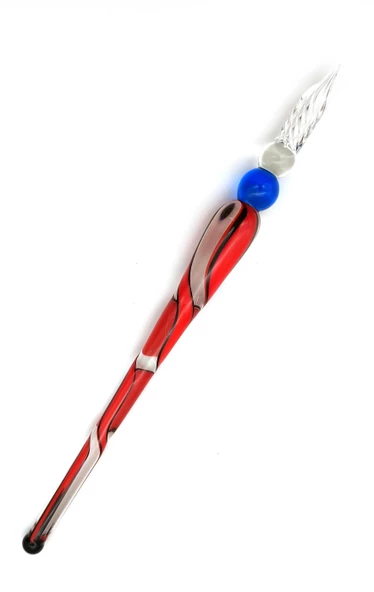 Valkyrie El Yapımı Cam Dolma Kalem Kaligrafi Hokka Seti 4 Mürekkepli Dalgalı Desenli Cam Kalem - Resim 4