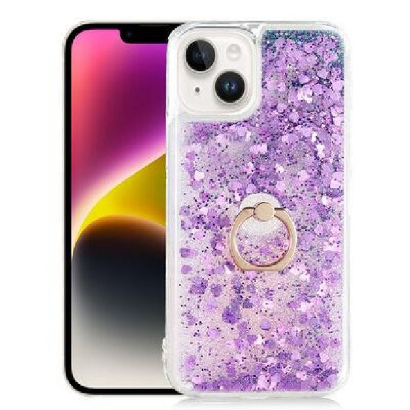 Apple iPhone 14 Kılıf Simli Sulu Akışkan Silikon