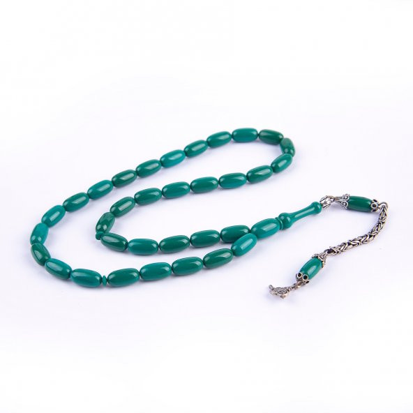 Gümüş Püsküllü Kapsül Model Sıkma Kehribar Tesbih Z2331 - 3