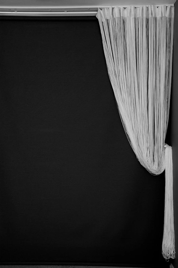 DÜZ İP  MODEL KIRIK BEYAZ RENK HAZIR İP PERDE 300*270 - Resim 6