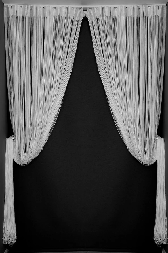 DÜZ İP  MODEL KIRIK BEYAZ RENK HAZIR İP PERDE 300*270 - Resim 7