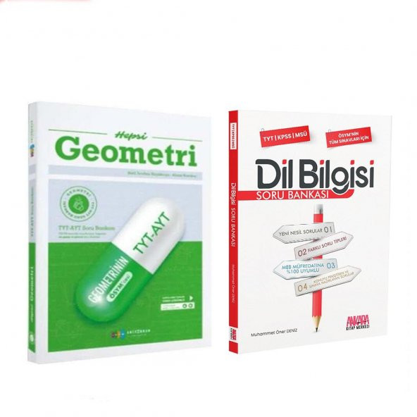 Antrenmanlarla TYT AYT Hepsi Geometri Soru Bankası ve AKM Dil Bilgisi Soru Bankası Seti 2 Kitap