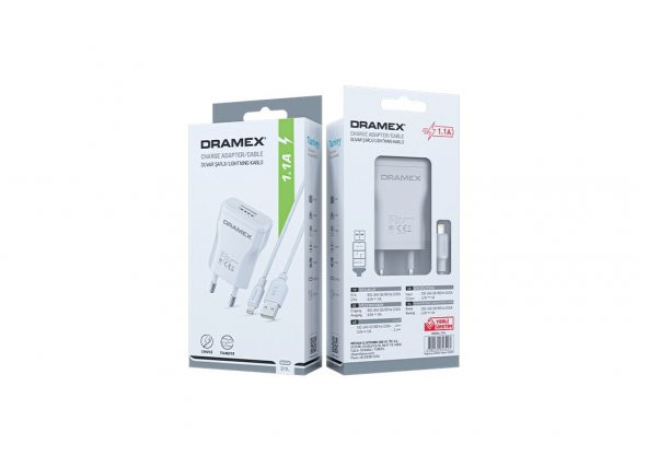 Dramex D11L 1.1A Lightning Şarj Adaptörü & Şarj Data Kablosu (Dramex Syrox Üretimidir) - 2