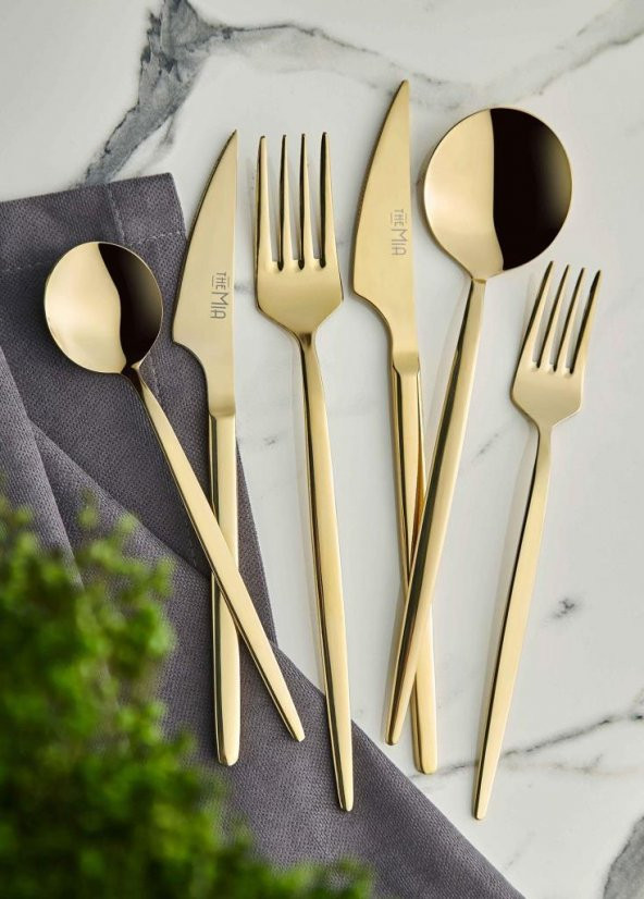 The Mia Isla Çatal Kaşık Bıçak Seti Gold 36 Parça CKB0150