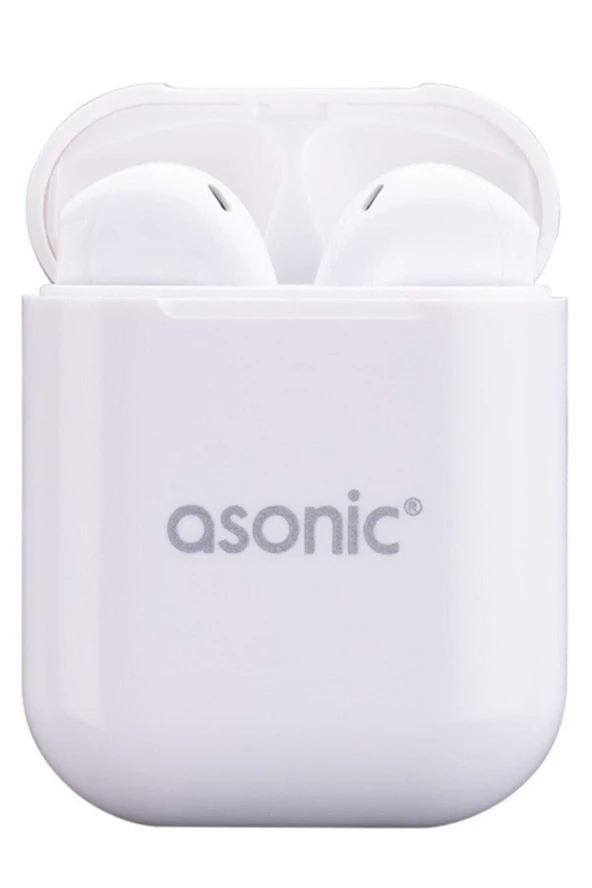 Asonic Beyaz Mobil Telefon Uyumlu Bluetooth TWS AirPods Mikrofonlu Kulaklık
