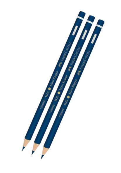 Mavi Kalem Kopya 3 Adet Faber Mavi Kurşun Kalem Başlık Kalemi 3 Adet - Resim 2