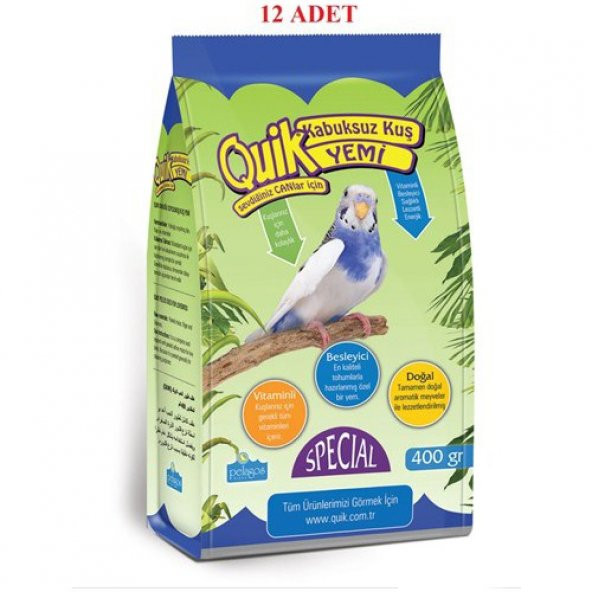 QUİK KABUKSUZ MUHABBET KUŞ YEMİ 400 GRAM