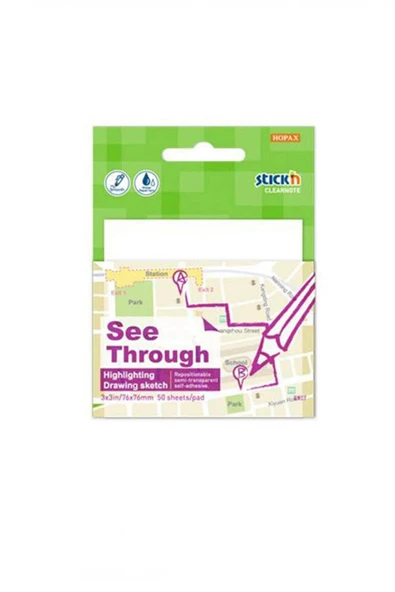 Stickn Notes 76x76mm Yapışkanlı Aydınger Not Kağıdı - Şeffaf / 21712 ürün görseli