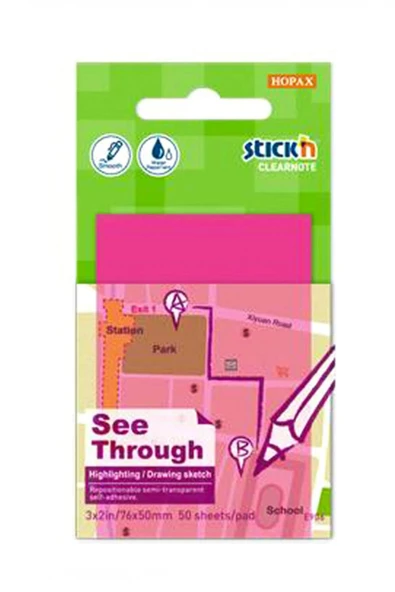 Stickn Notes 76x50mm Yapışkanlı Aydınger Not Kağıdı - Pembe / 21707