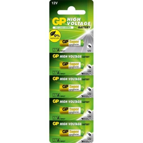 GP GP27A-C5 27A 12V Alkalin Spesifik Pil 5 Li Paket