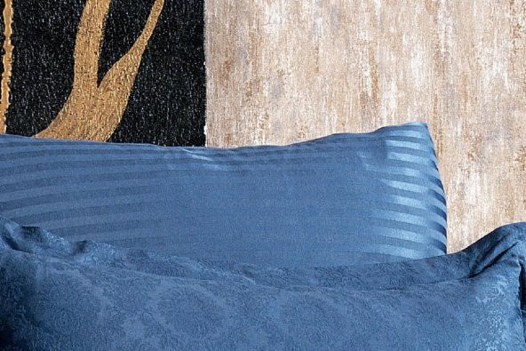 Finezza Monaco Bambu Jakar Kumaş İndigo ikili Oksford 60x80cm Yastık Kılıfı-1324 - 3