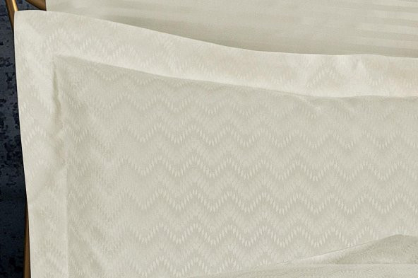 Finezza Odesa Bambu Jakar Kumaş Krem ikili Oksford 60x80 cm Yastık Kılıfı - 1327 - 2