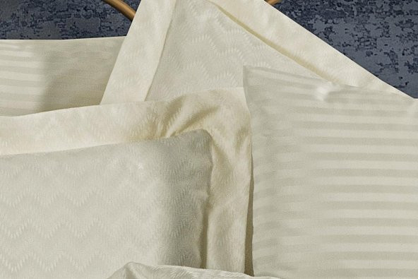 Finezza Odesa Bambu Jakar Kumaş Krem ikili Oksford 60x80 cm Yastık Kılıfı - 1327 - 4