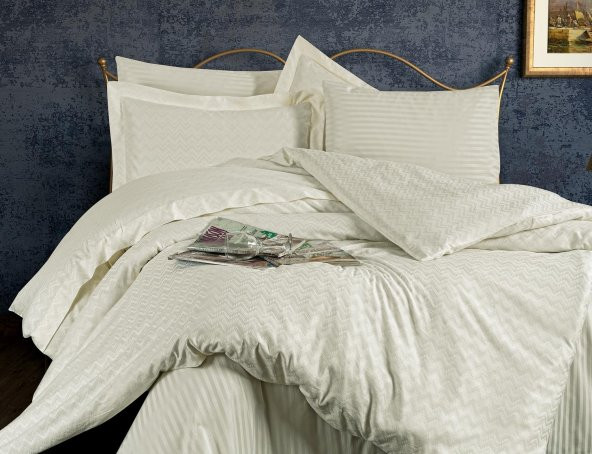 Finezza Odesa Bambu Jakar Kumaş Krem ikili Oksford 60x80 cm Yastık Kılıfı - 1327 - 6