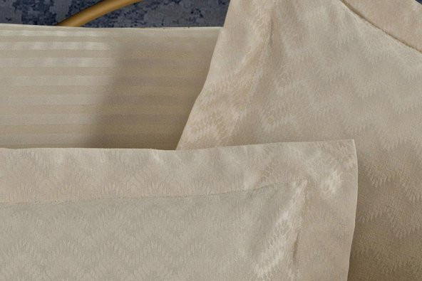 Finezza Odesa Bambu Jakar Kumaş Bej ikili Oksford 60x80 cm Yastık Kılıfı - 1328 - 4