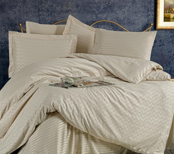 Finezza Odesa Bambu Jakar Kumaş Bej ikili Oksford 60x80 cm Yastık Kılıfı - 1328 - 6
