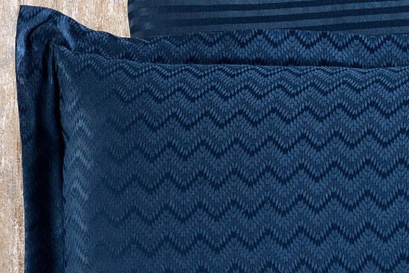 Finezza Odesa Bambu Jakar Kumaş İndigo ikili Oksford 60x80cm Yastık Kılıfı -1329 - 2