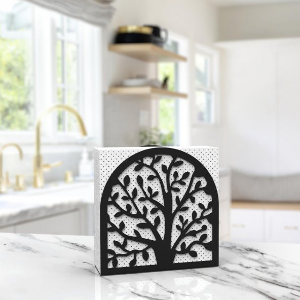 HAYAT AĞACI TEMALI METAL PEÇETELİK SİYAH - 3