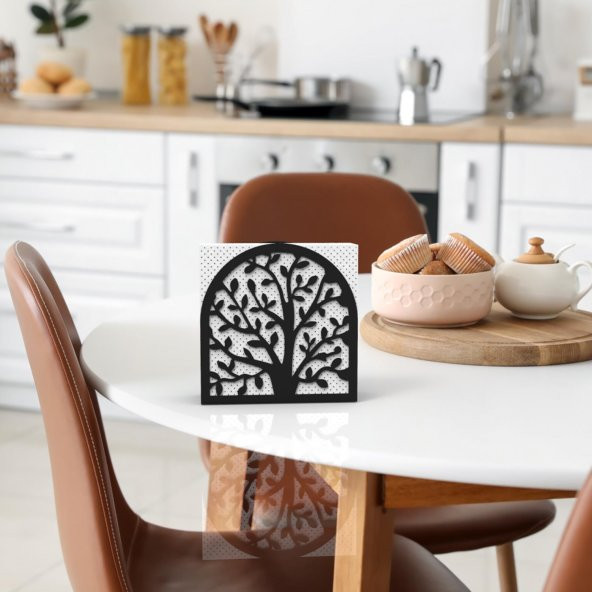 HAYAT AĞACI TEMALI METAL PEÇETELİK SİYAH - 4