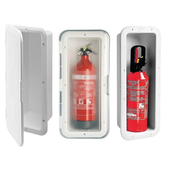 Storage Case f/Fire Extinguisher 2kg, w/Door, White