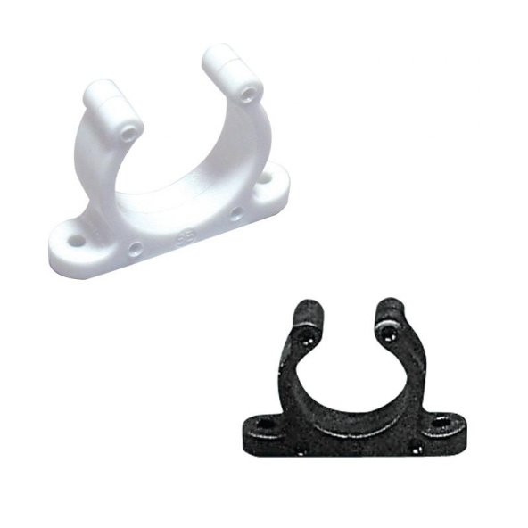 Plastic Support Clip, Screwed, Ø30mm, White
