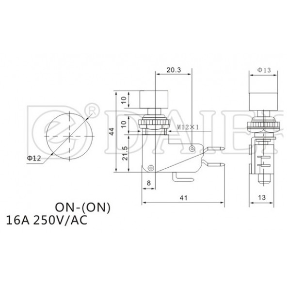 Micro Switch DS-438 Kırmızı Butonlu 12mm - 2