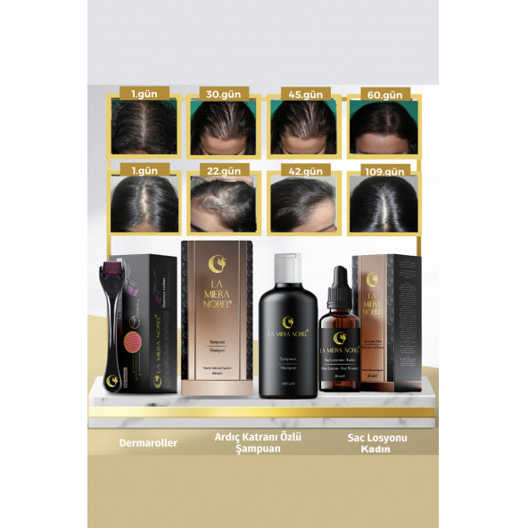 La Miera Norel - Kampanyalı Başlangıç Seti - Kadın Saç Bakım Serumu - Dökülme Önleyici Şampuan - Dermaroller