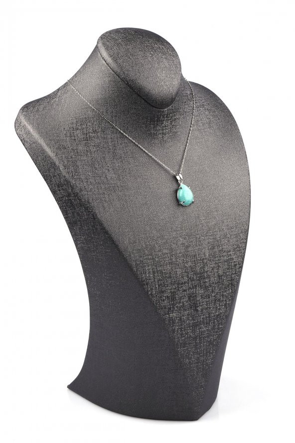 Amazonit Doğal Taş 925 Ayar Gümüş Kolye - Resim 2