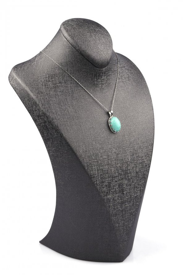 Amazonit Doğal Taş 925 Ayar Gümüş Kolye - Resim 2