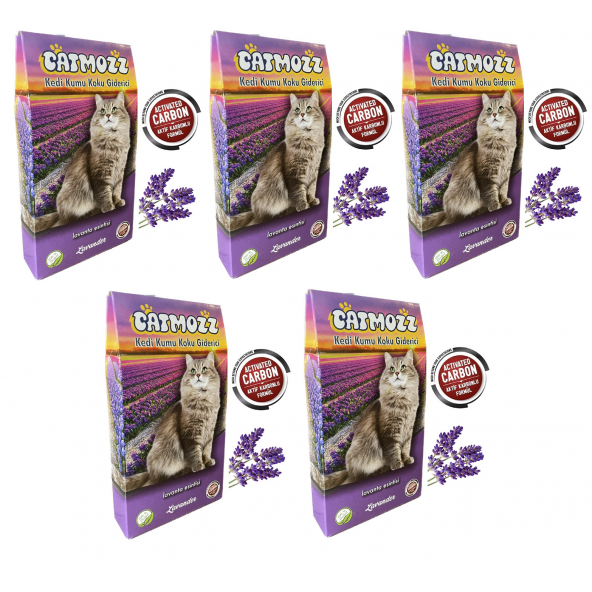 CatMozz Lavander Aktif Karbon Kedi Kumu Lavantalı Koku Giderici Extra Koku Kontrolü Topaklanma 30 Gr x 5 Adet