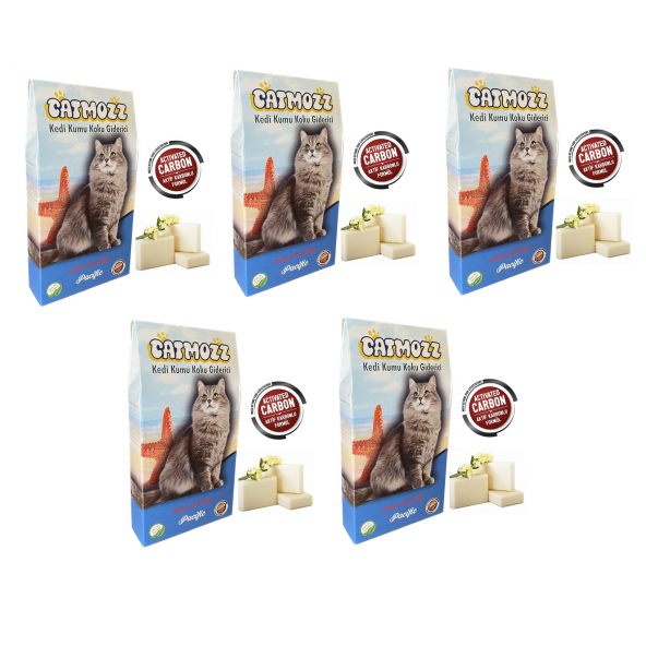CatMozz Pacific Aktif Karbon Kedi Kumu Sabunlu Koku Giderici 30 Gr x 5 Adet